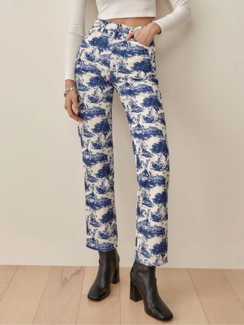 NEW Reformation Pastoral High Rise Straight Jeans 27 - Picture 8 of 16